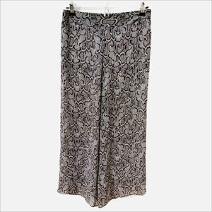 Cache Wide Leg Semi Sheer Snake Print Pants Partial Lining Partial Elastic Waist